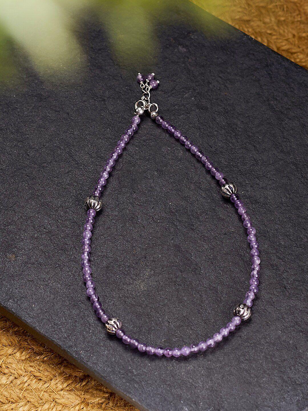 fabindia-silver-plated-amethyst-beaded-anklet