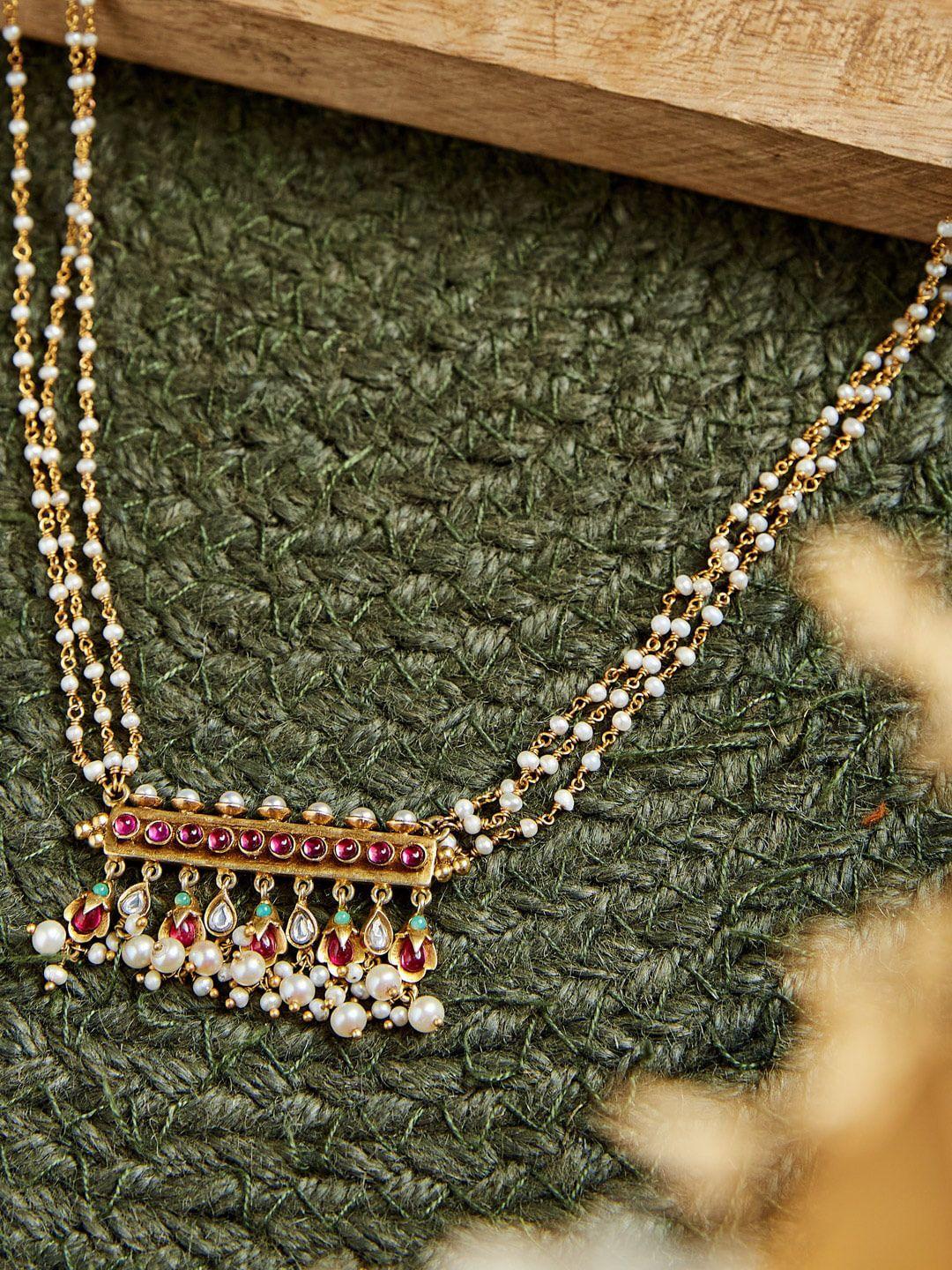 fabindia-silver-pearl-studded-gold-plated-necklace