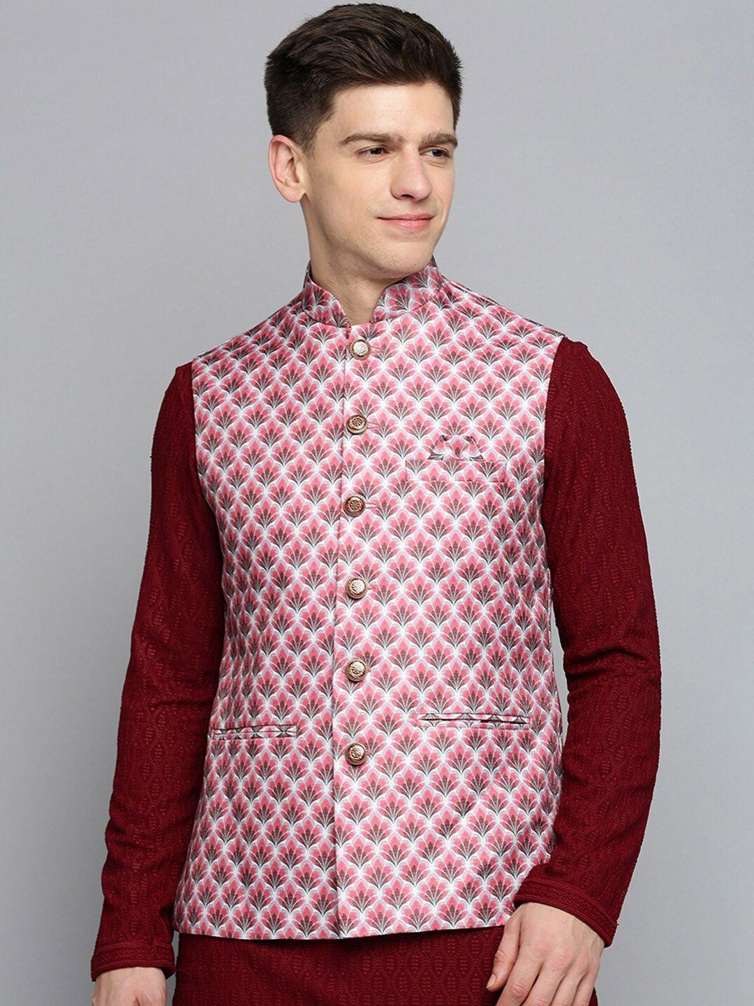 showoff-men-printed-mandarin-collar-nehru-jacket