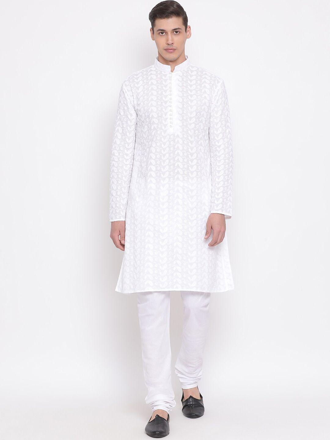 vastramay-paisley-embroidered-chikankari-pure-cotton-kurta-with-churidar