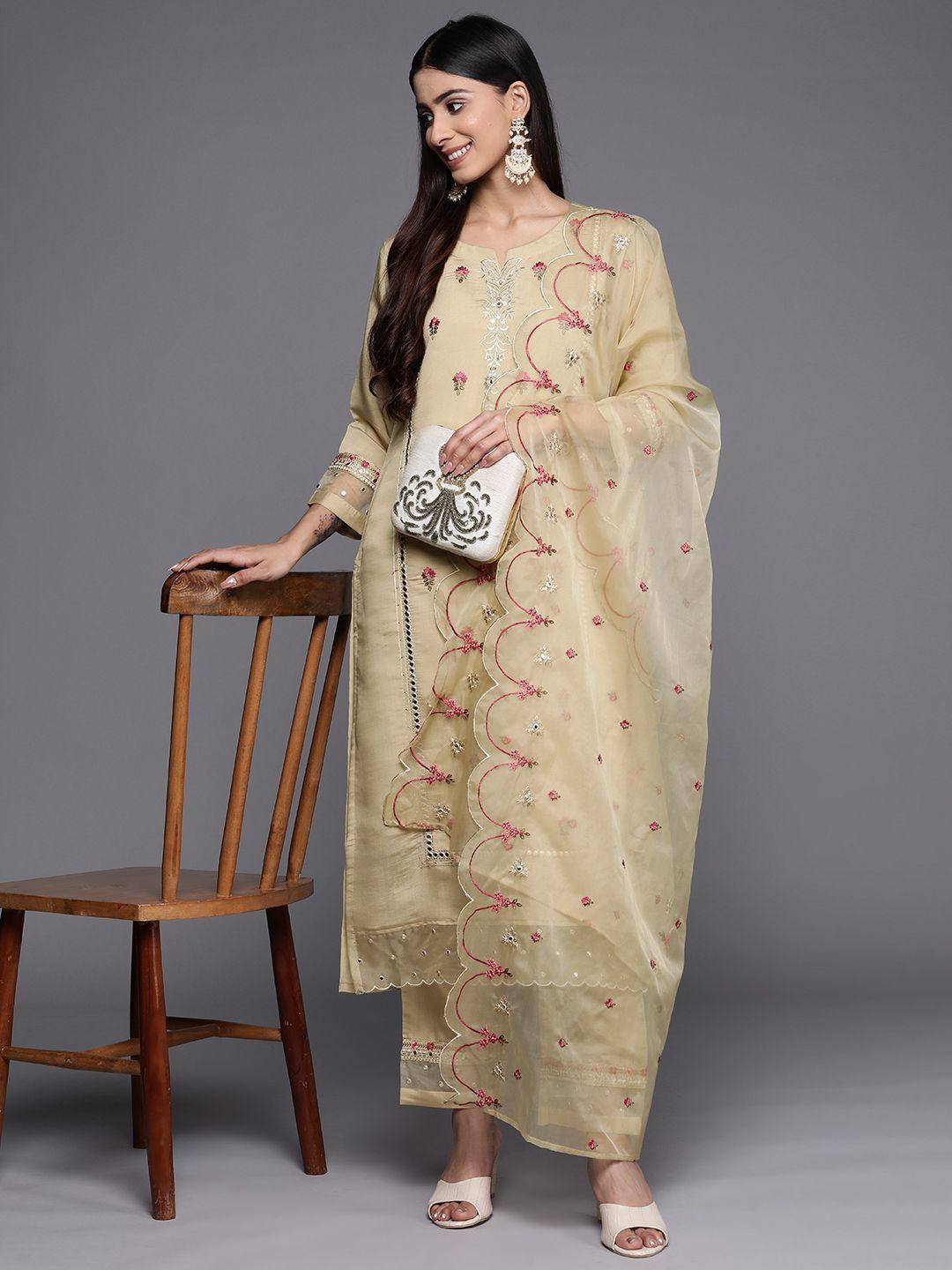 varanga-floral-embroidered-mirror-work-kurta-with-trousers-&-dupatta
