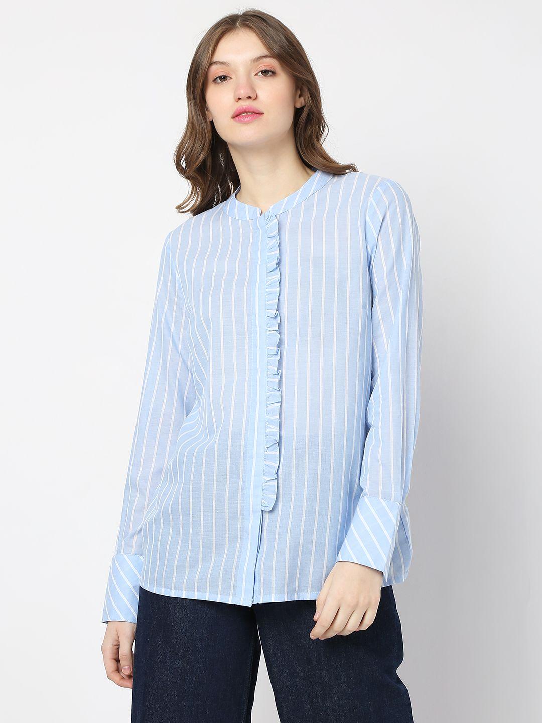 vero-moda-vertical-striped-ruffled-cotton-casual-shirt