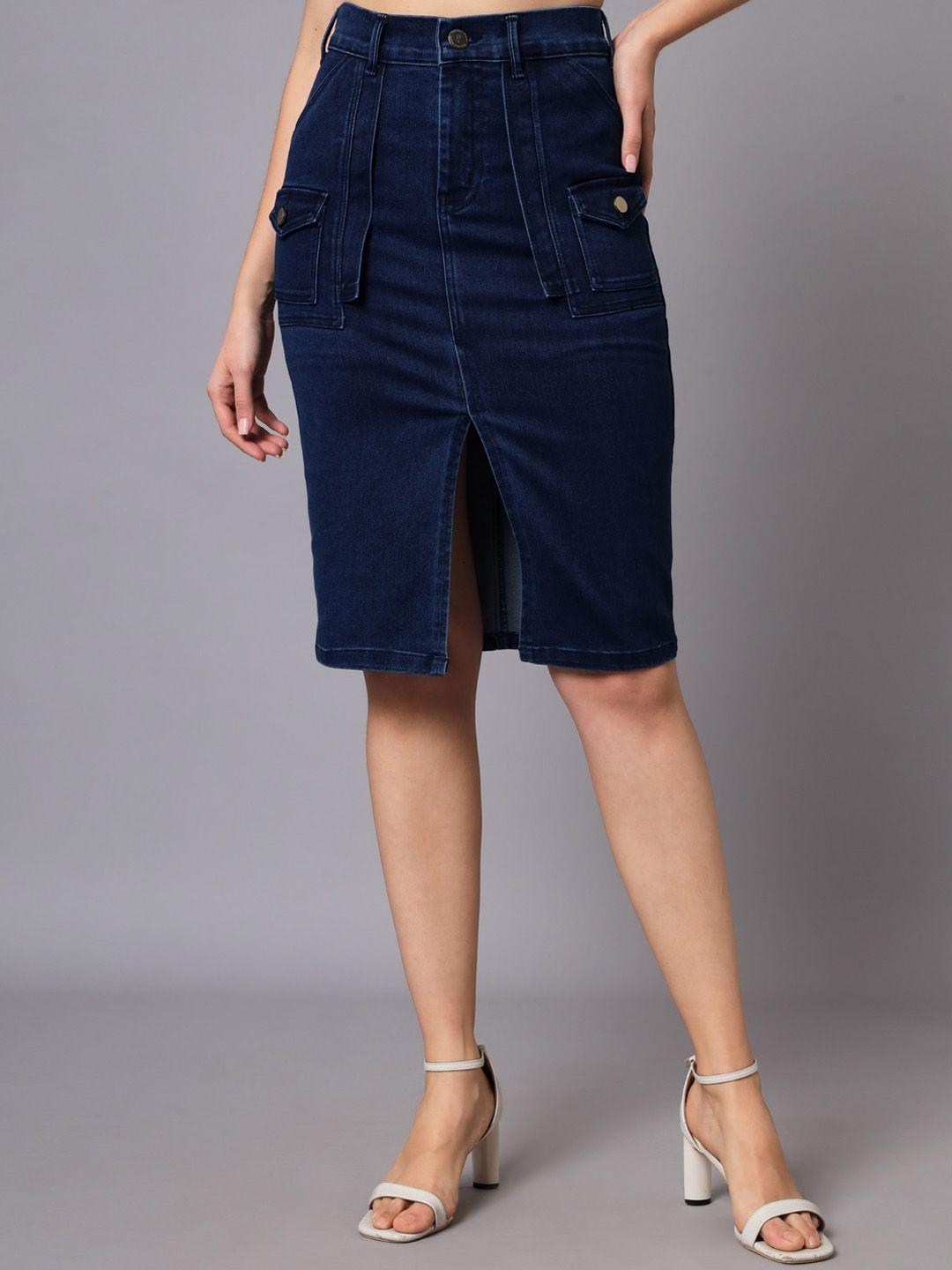 the-dry-state-knee-length-pure-cotton-denim-skirts