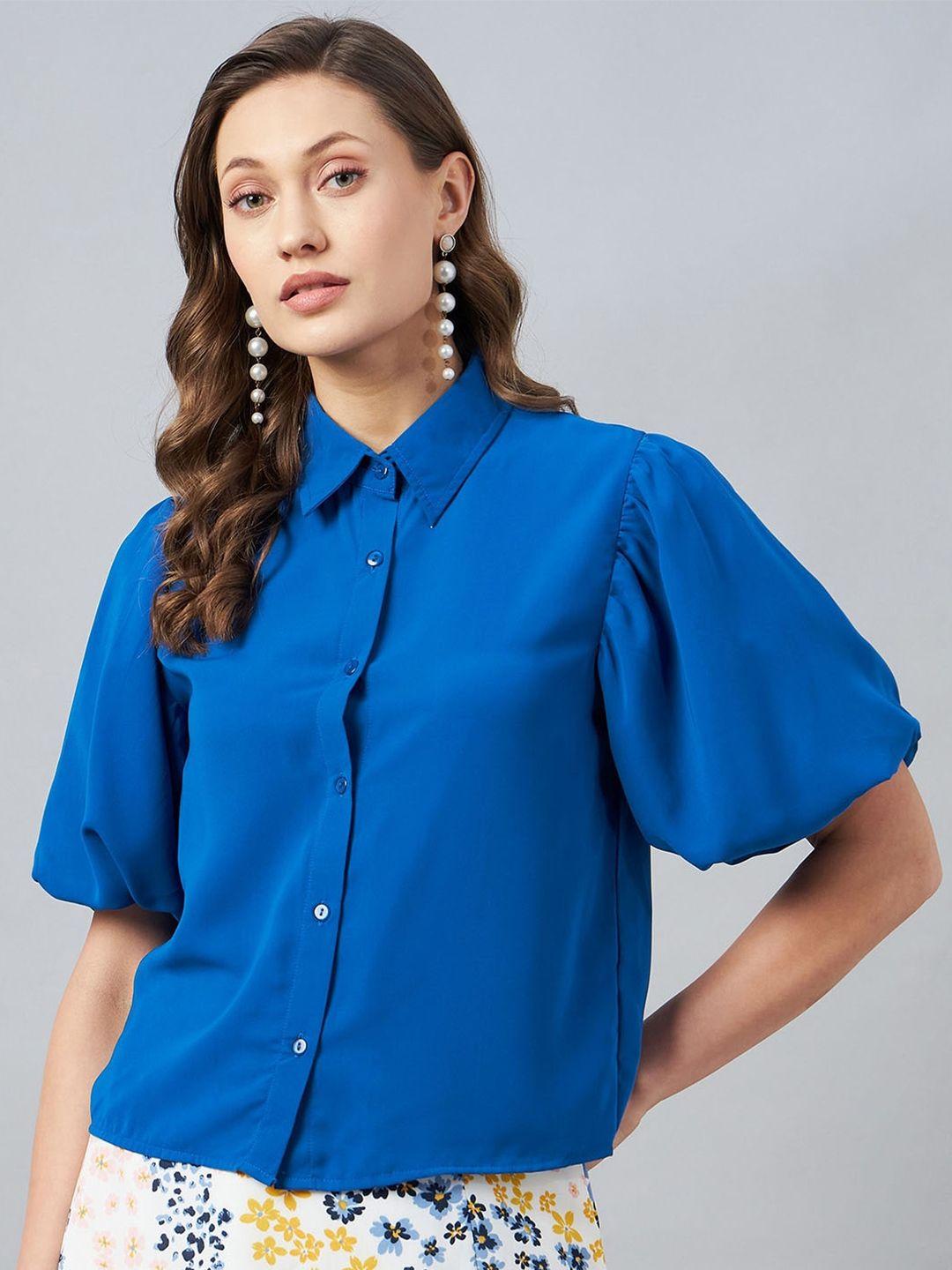 carlton-london-blue-georgette-shirt-style-top