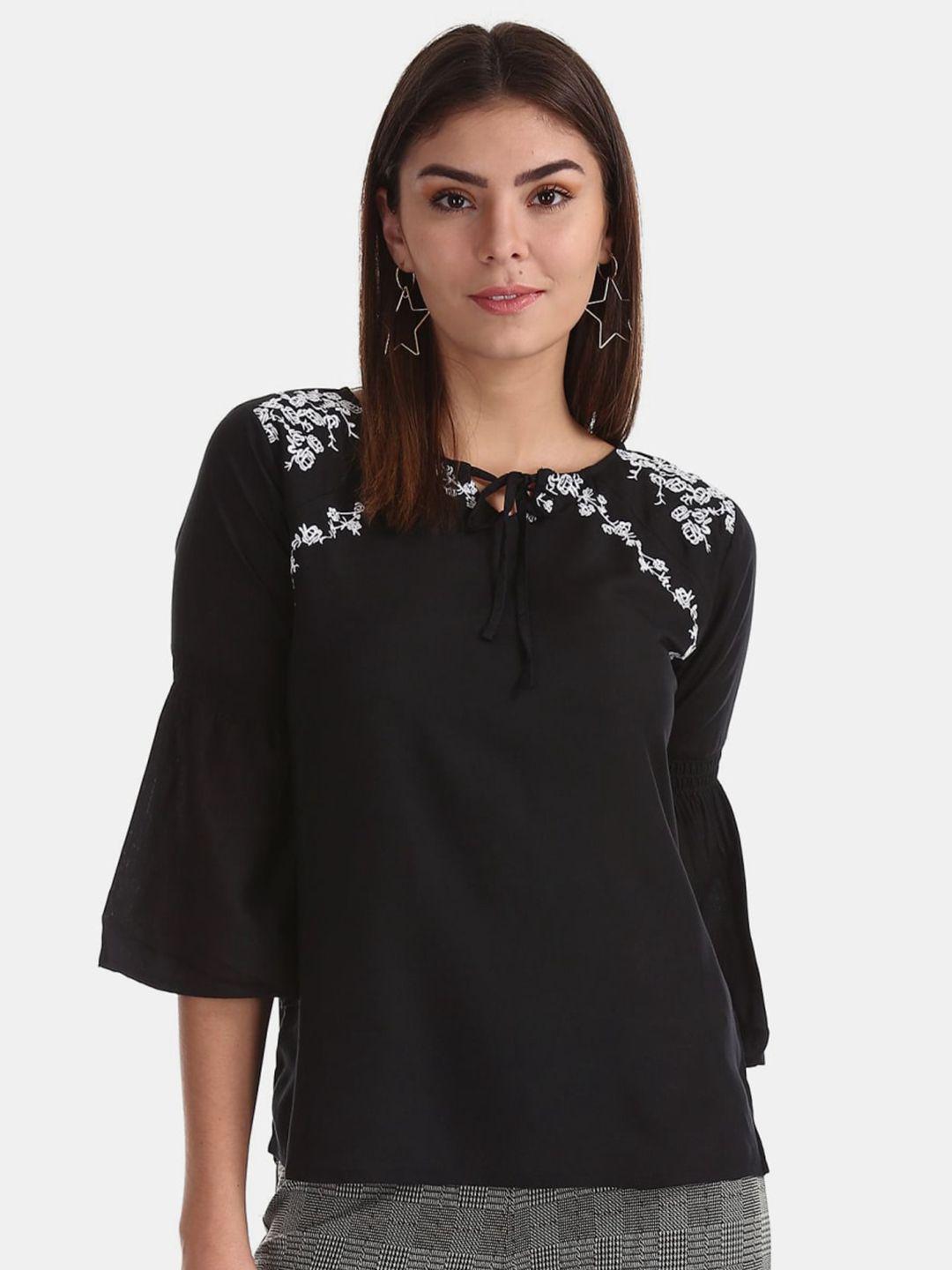 v-mart-tie-up-neck-bell-sleeves-cotton-top