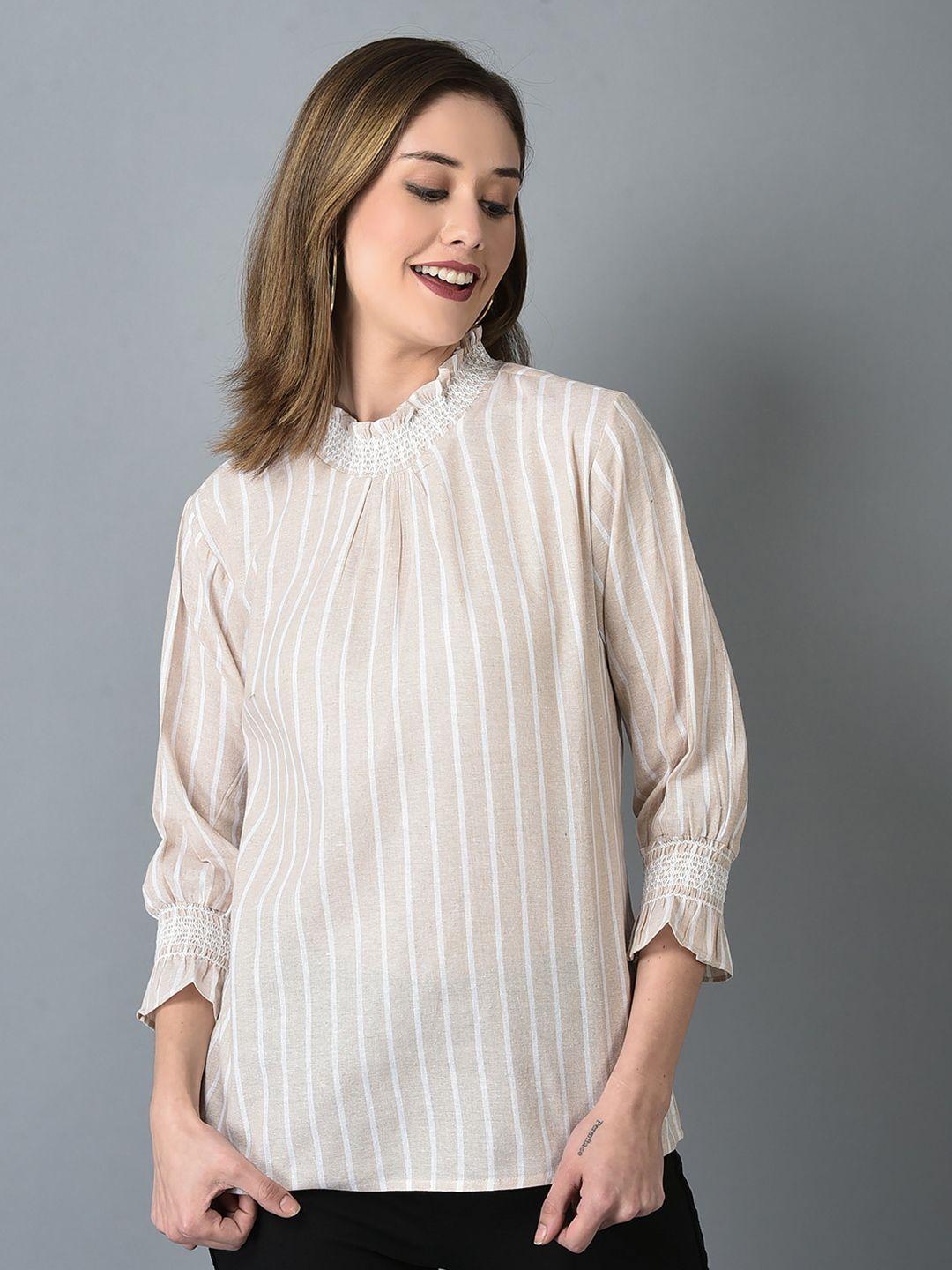 canoe-vertical-striped-high-neck-shirt-style-pure-cotton-top