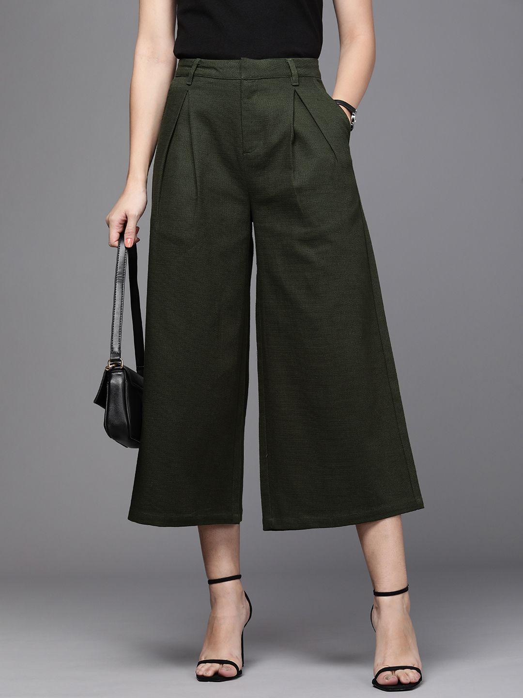 kenneth-cole-women-pure-cotton-textured-pleated-trousers