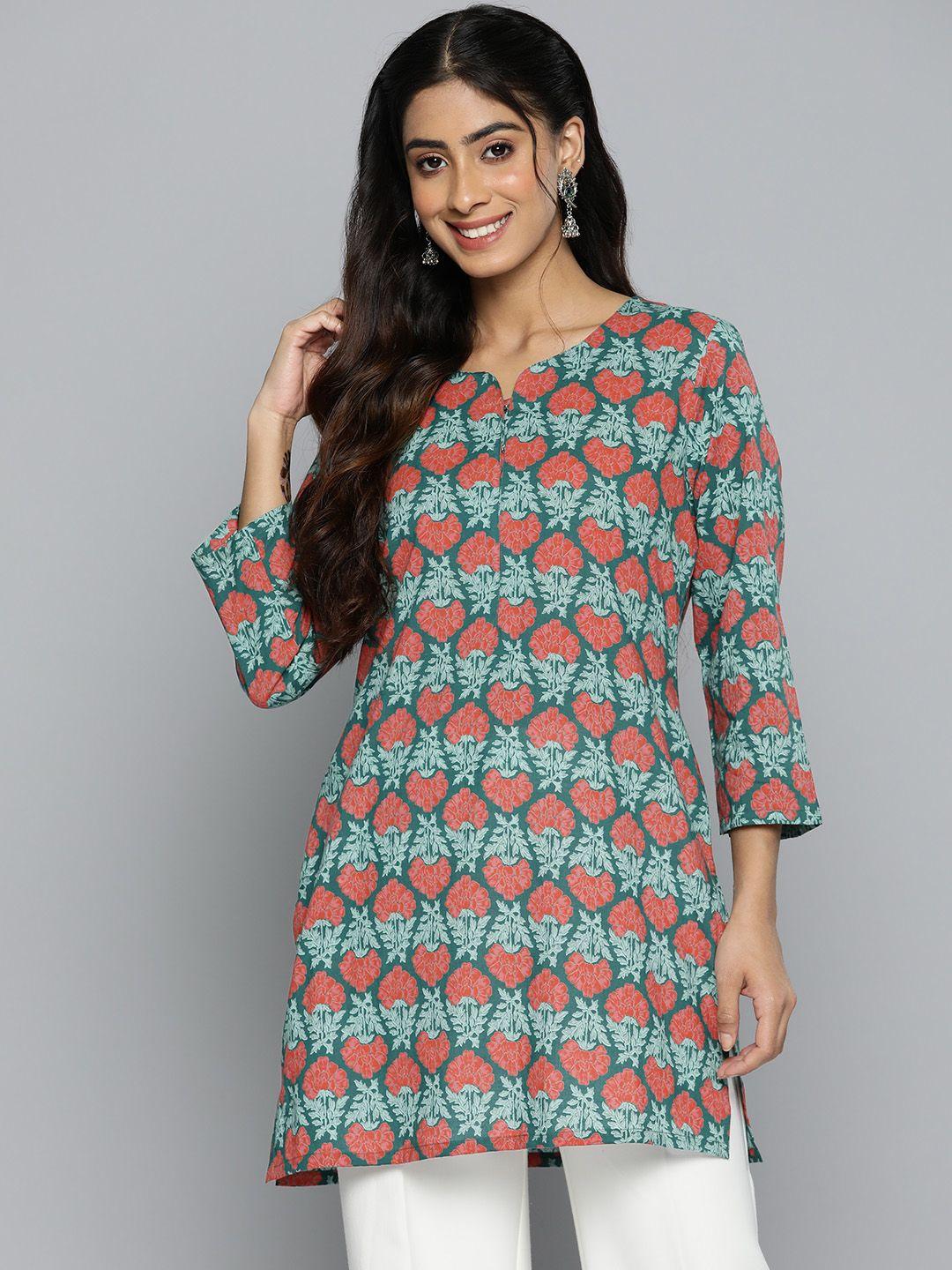 here&now-floral-printed-v-neck-pure-cotton-kurti