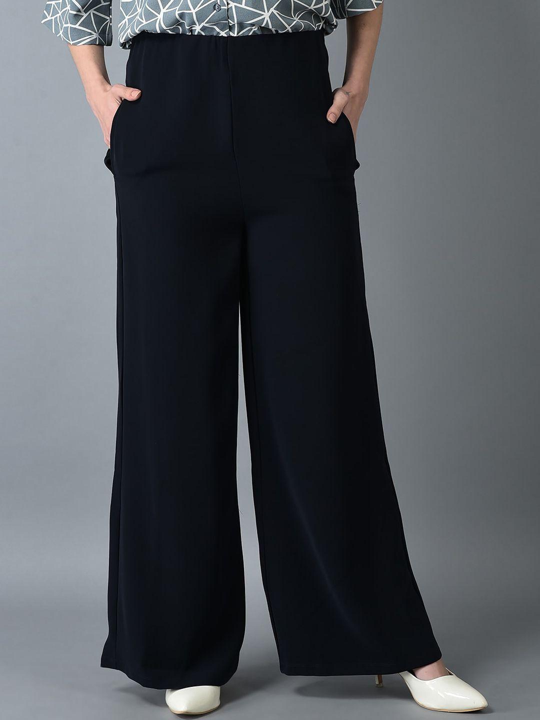 canoe-women-straight-fit-high-rise-smart-parallel-trousers