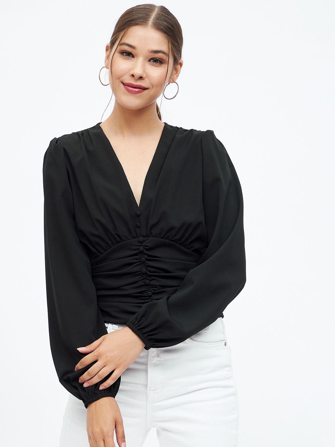 harpa-gathered-puff-sleeves-v-neck-top