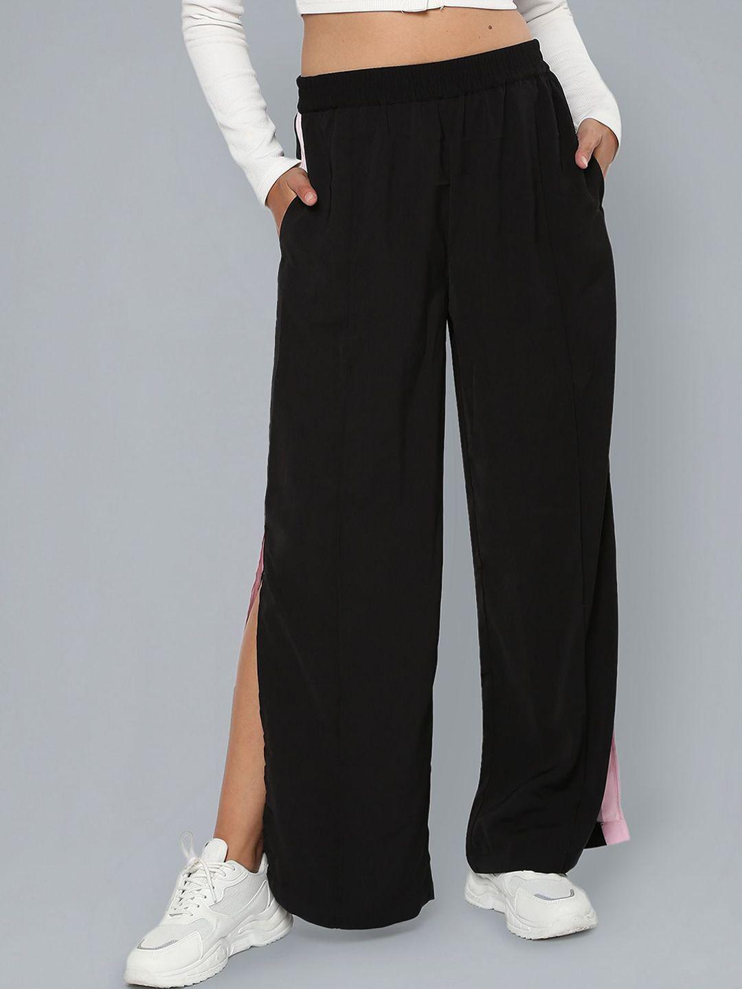 flying-machine-women-contrast-panel-vented-mid-rise-slip-on-parallel-trousers