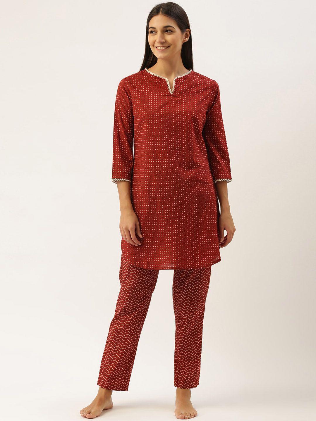 bannos-swagger-polka-dots-printed-round-neck-pure-cotton-night-suit