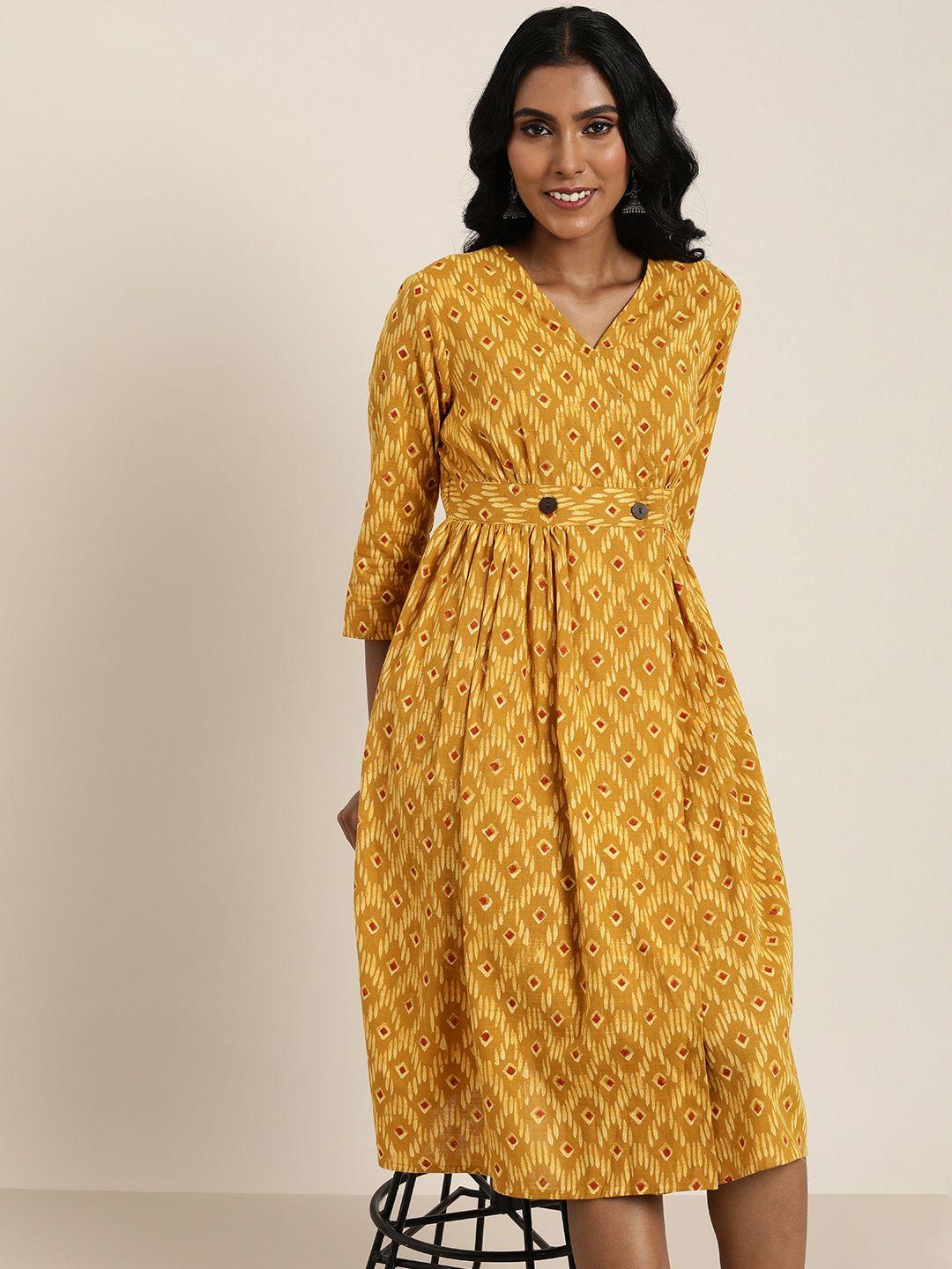taavi-pure-cotton-a-line-wrap-style-bagru-ethnic-dress