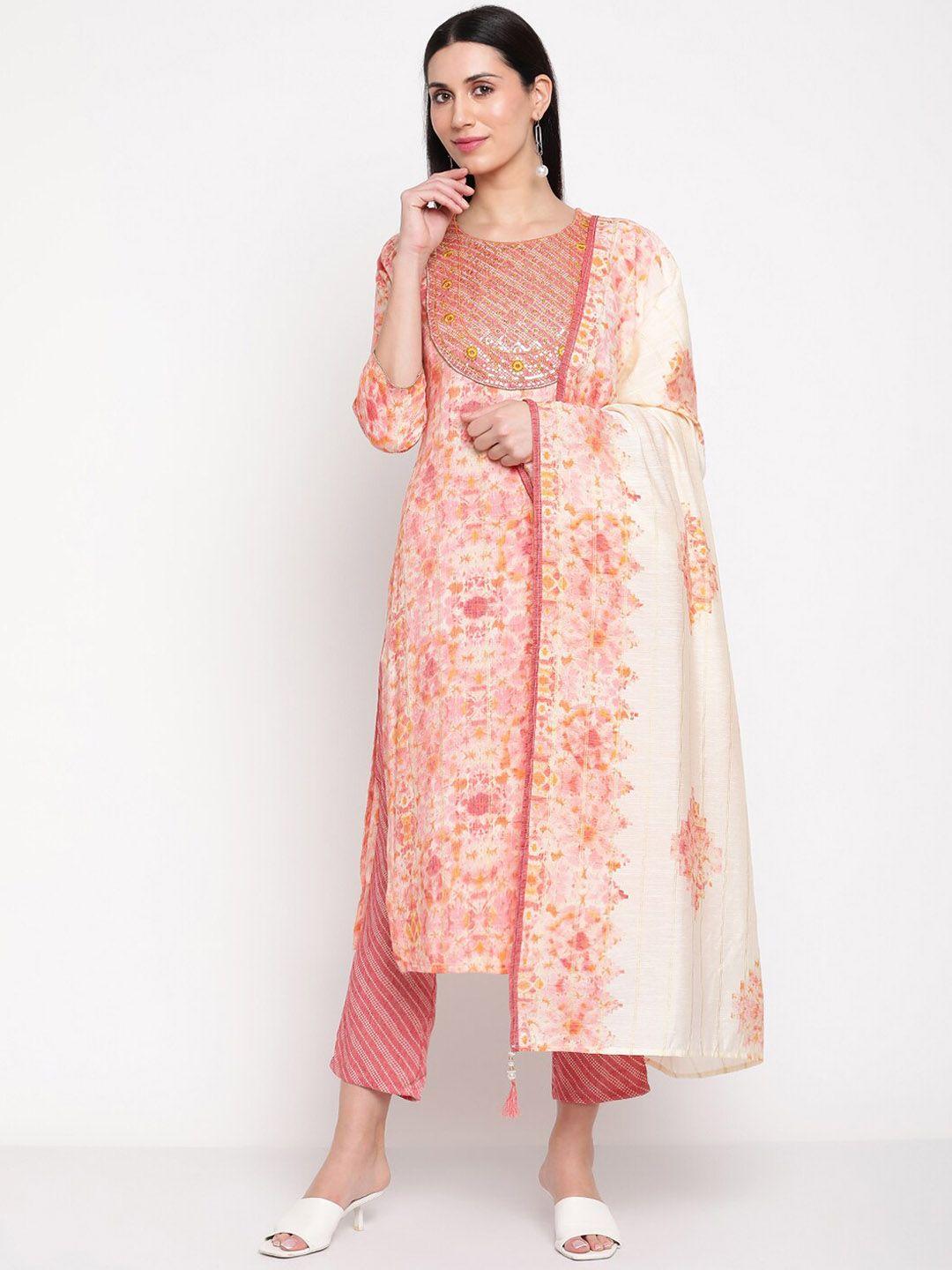 be-indi-women-printed-thread-work-kurta-with-trousers-&-dupatta