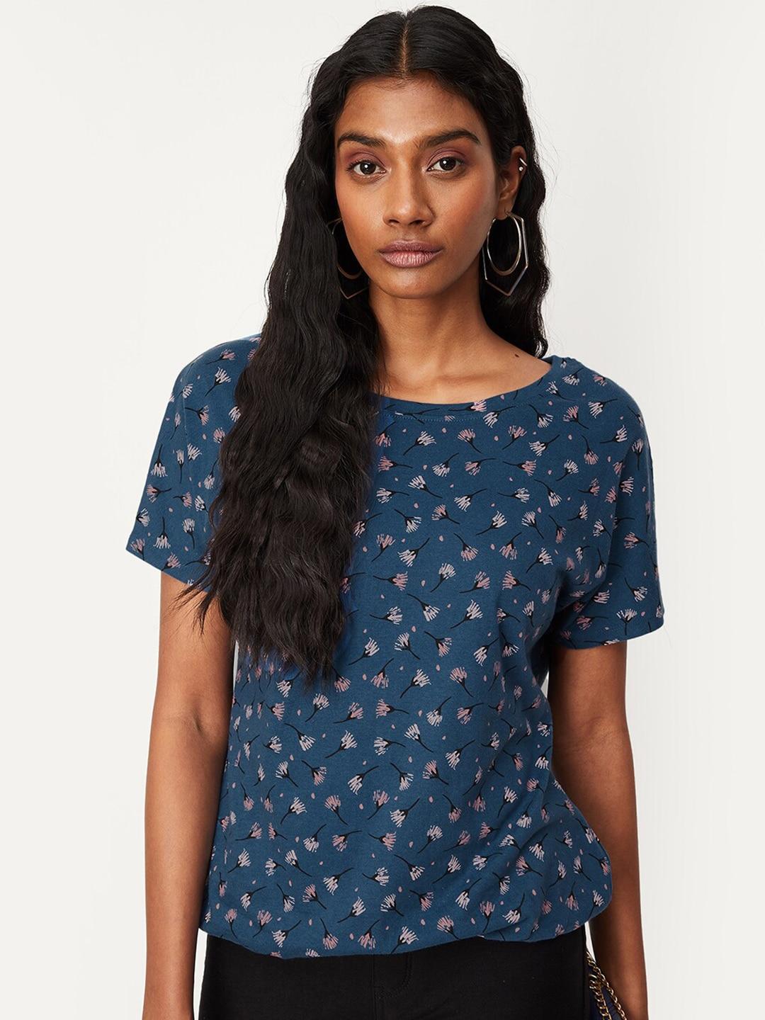 max-ditsy-floral-printed-short-sleeve-round-neck-pure-cotton-t-shirt