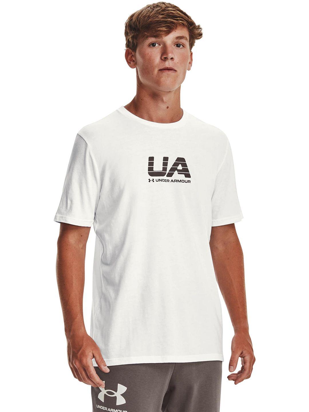 under-armour-men-white-&-olive-green-brand-logo-printed-loose-t-shirt