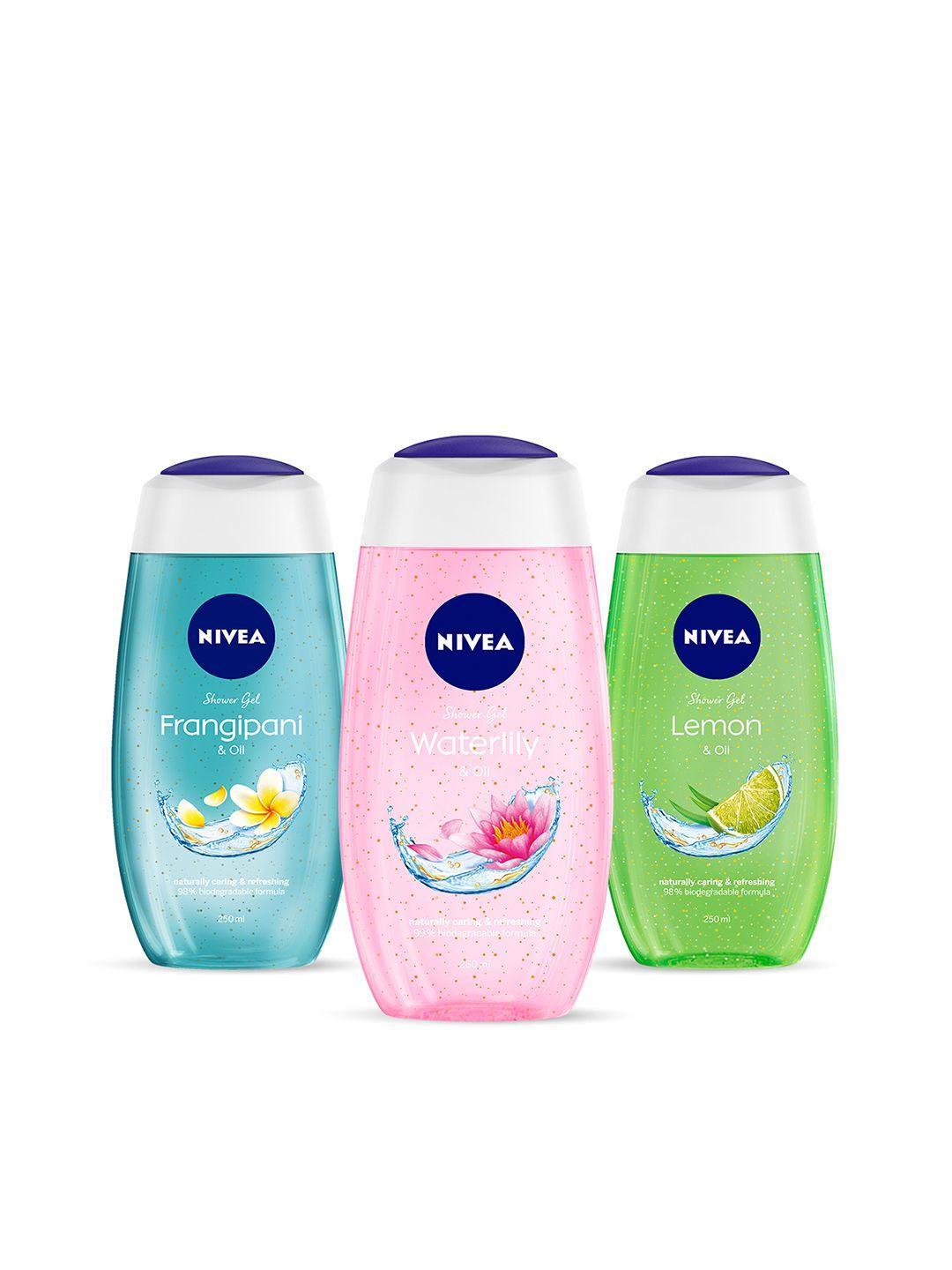 nivea-set-of-3-shower-gel---water-lily-&-oil-+-lemon-&-oil-+-frangipani-&-oil---250ml-each