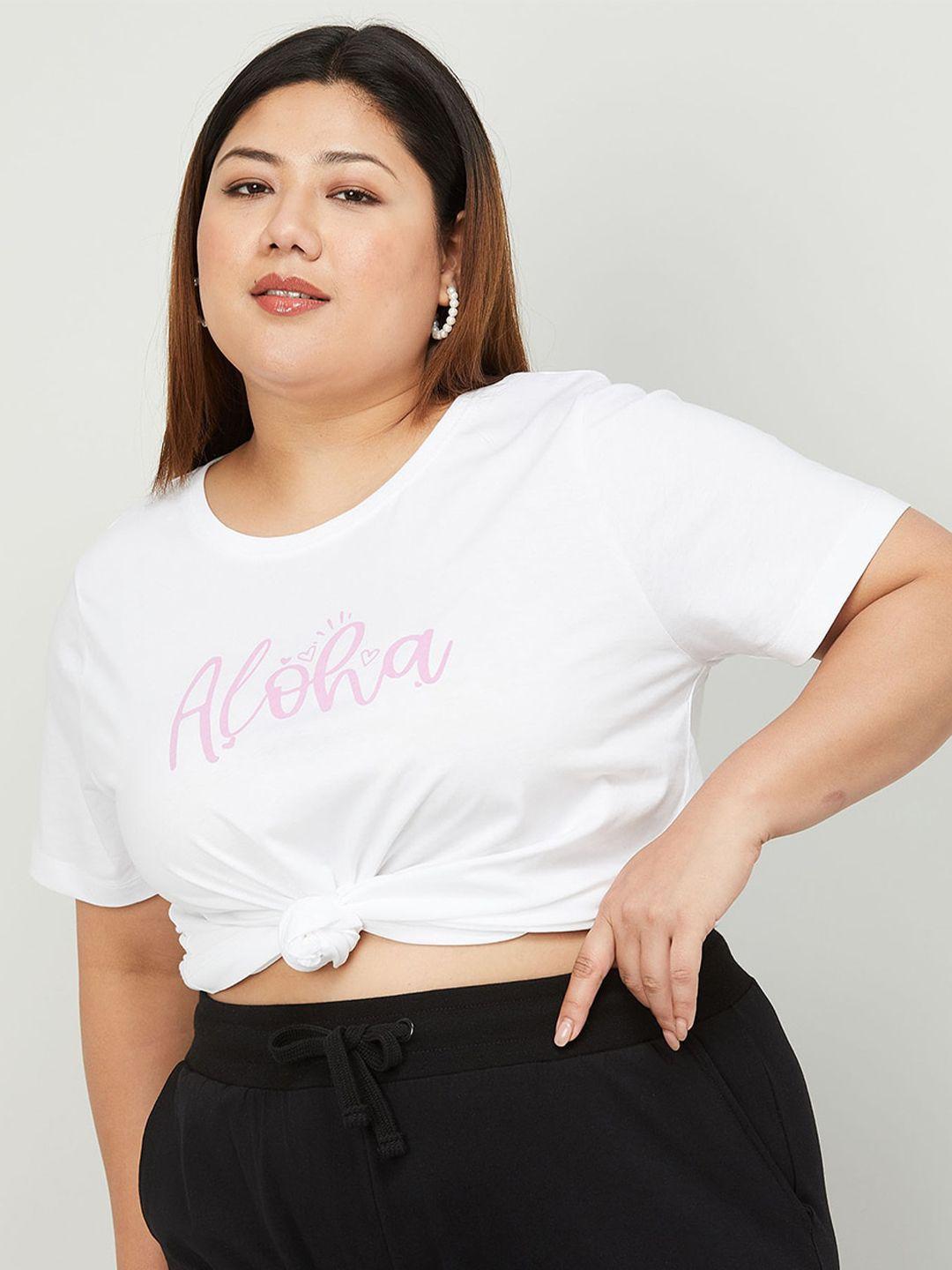 nexus-women-typography-printed-pure-cotton-plus-size-t-shirt
