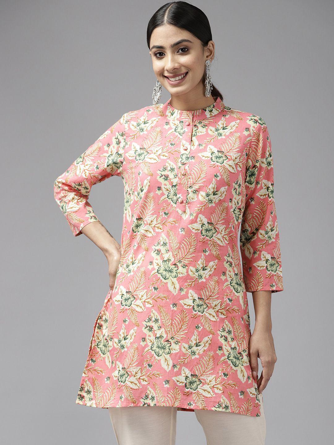 prakrti-floral-printed-mandarin-collar-pure-cotton-kurti