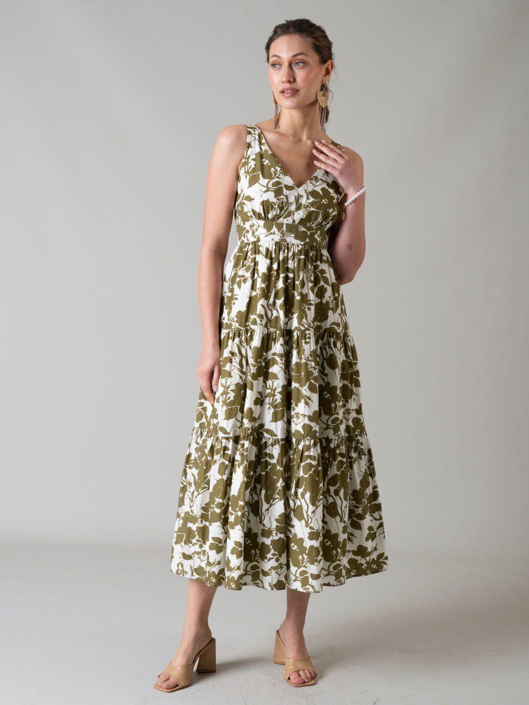 style-island-floral-printed-fit-&-flare-tiered-cotton-midi-dress
