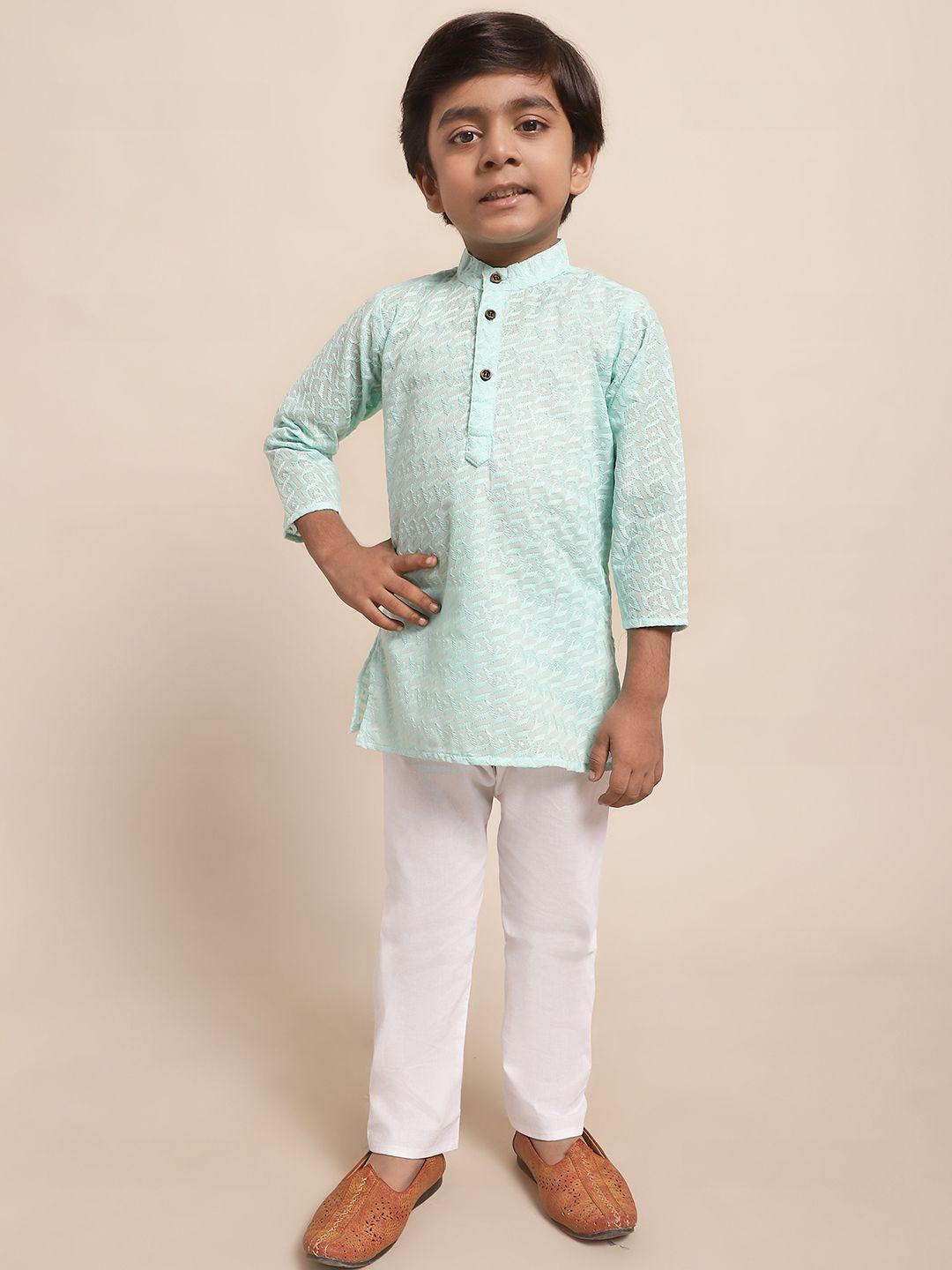 superminis-boys-geometric-embroidered-pure-cotton-kurta-with-pyjamas