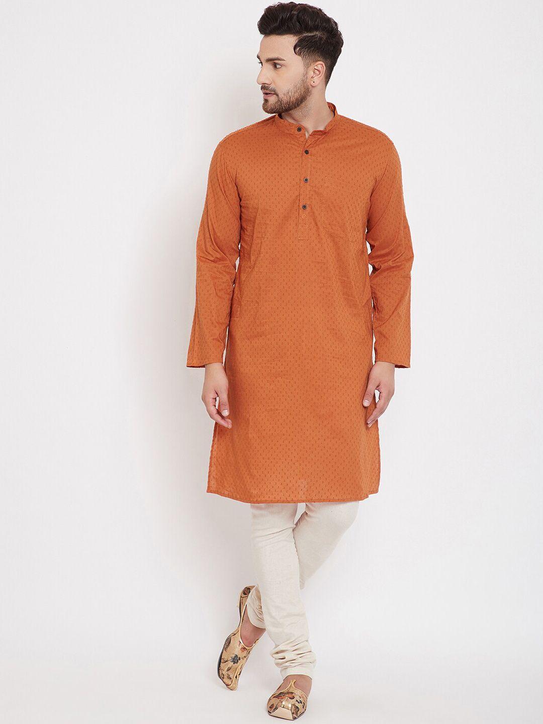 even-mandarin-collar-woven-design-straight-cotton-kurta