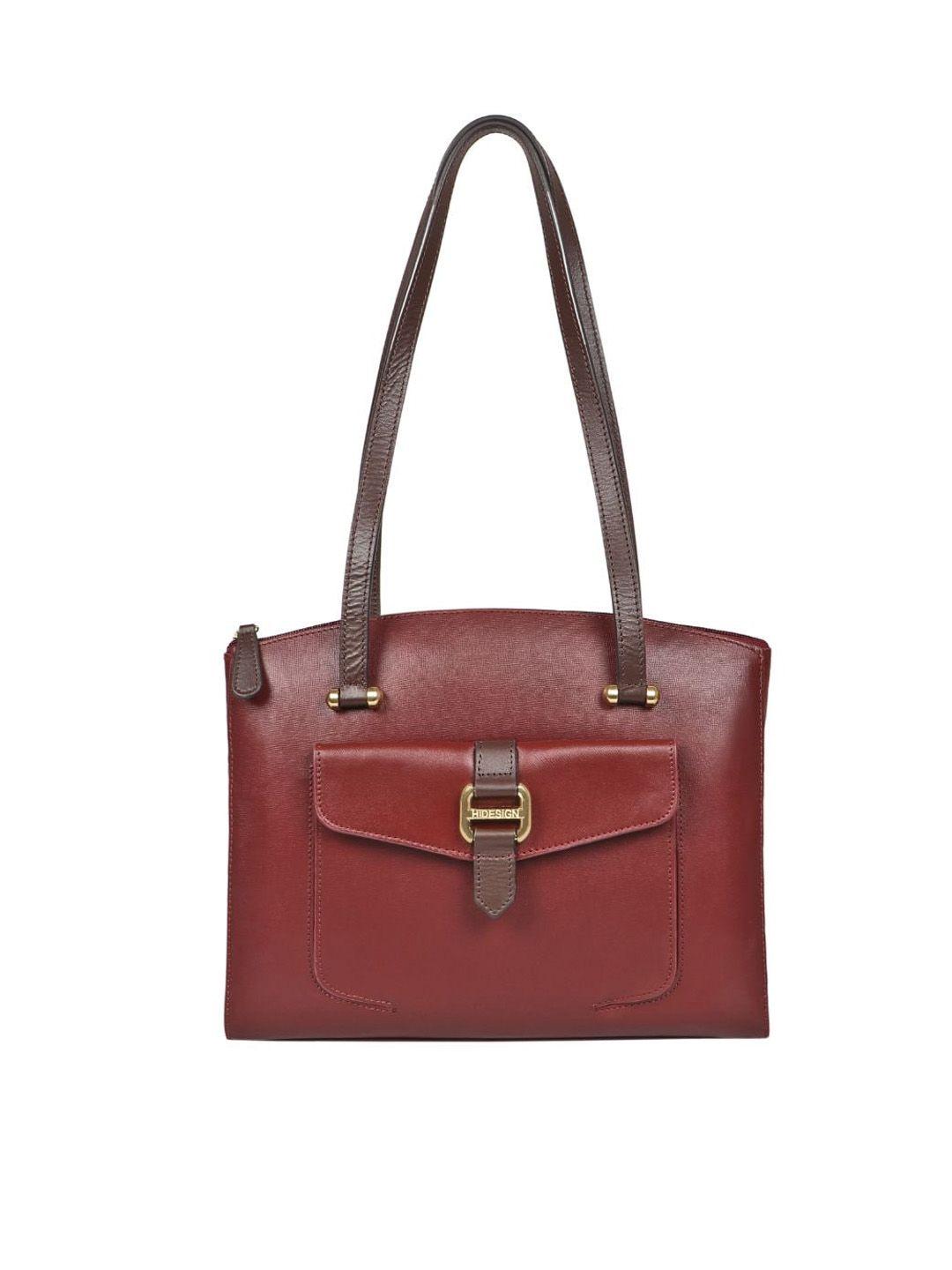 hidesign-buckle-detail-leather-structured-shoulder-bag