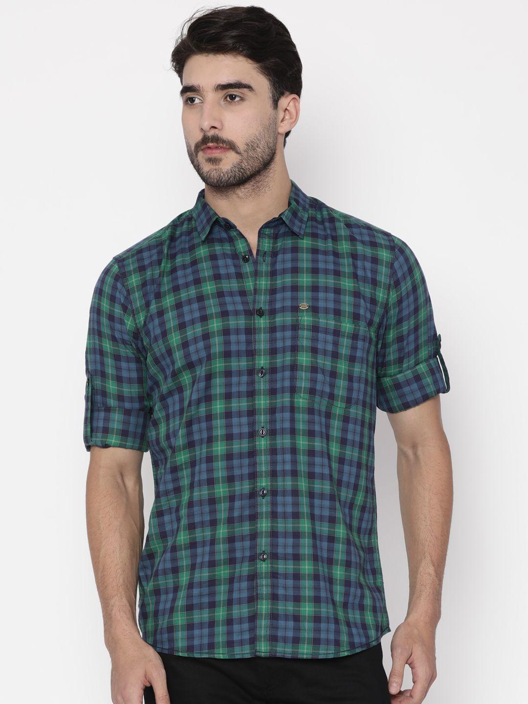 slub-men-blue-&-green-slim-fit-checked-casual-shirt