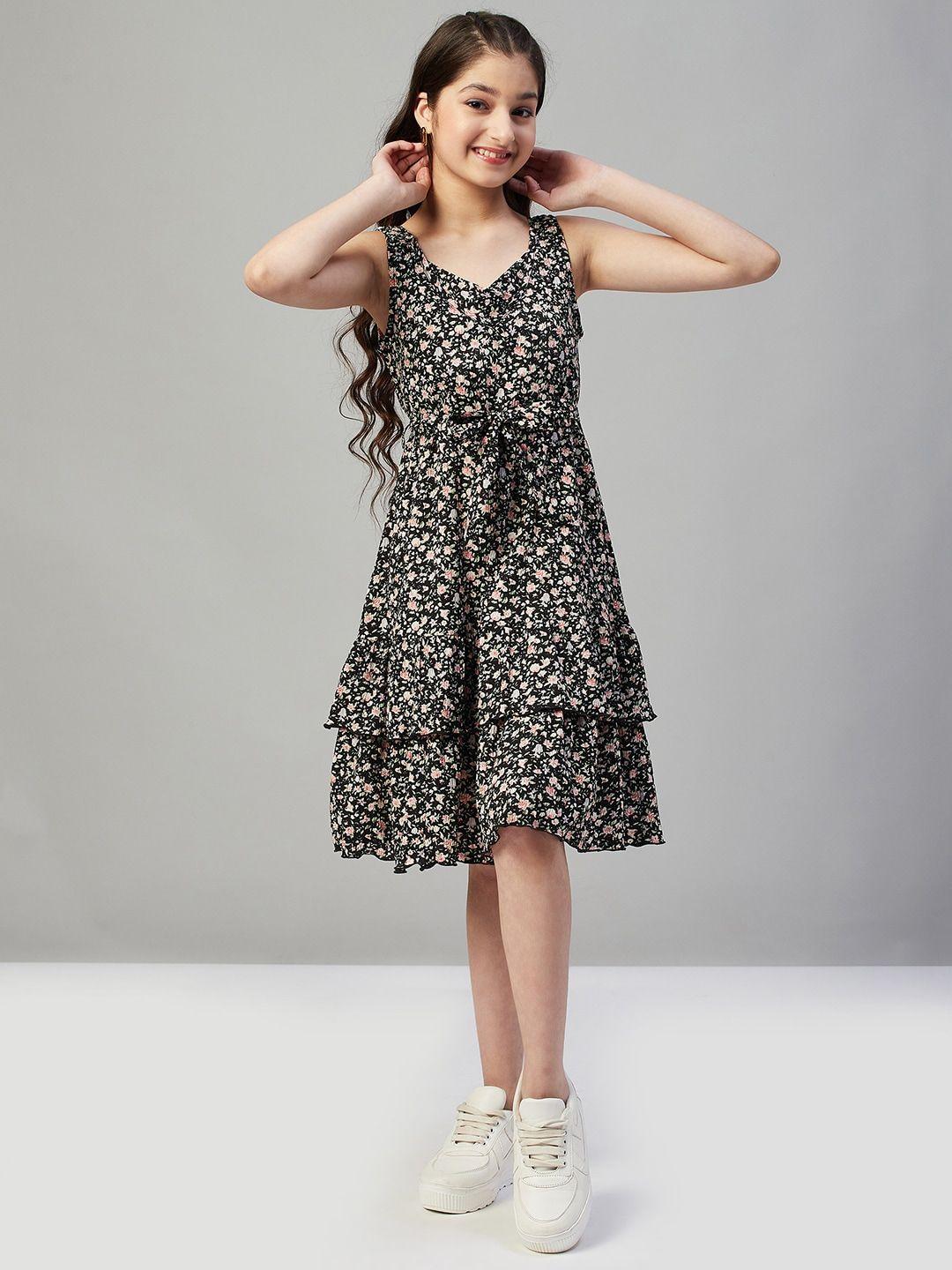 stylo-bug-girls-floral-printed-layered-fit-&-flare-dress