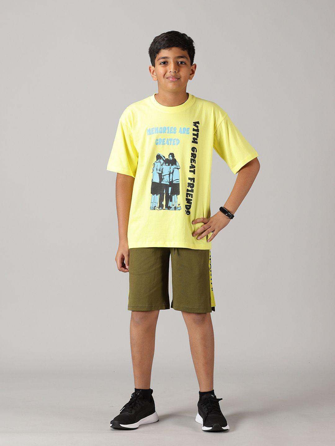 kiddopanti-boys-printed-pure-cotton-short-sleeves-t-shirt-with-shorts-clothing-set
