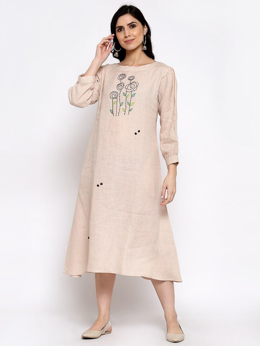 dart-studio-embroidered-linen-a-line-dress