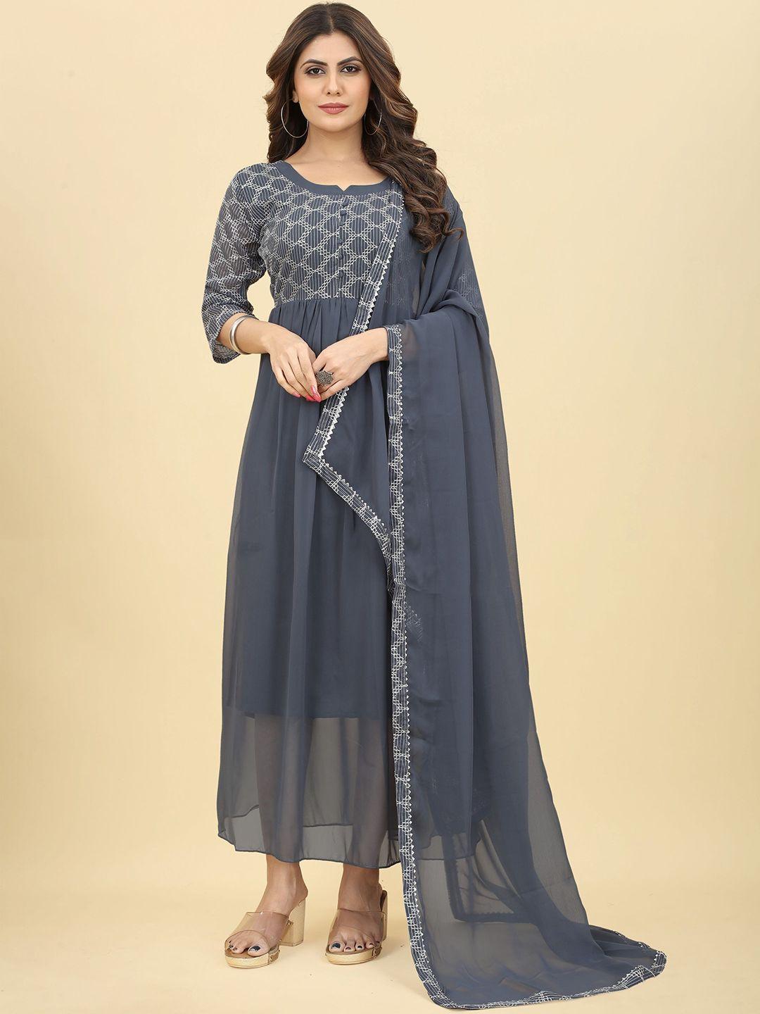 kalini-geometric-printed-notched-neck-fit-and-flare-ethnic-dress-with-dupatta