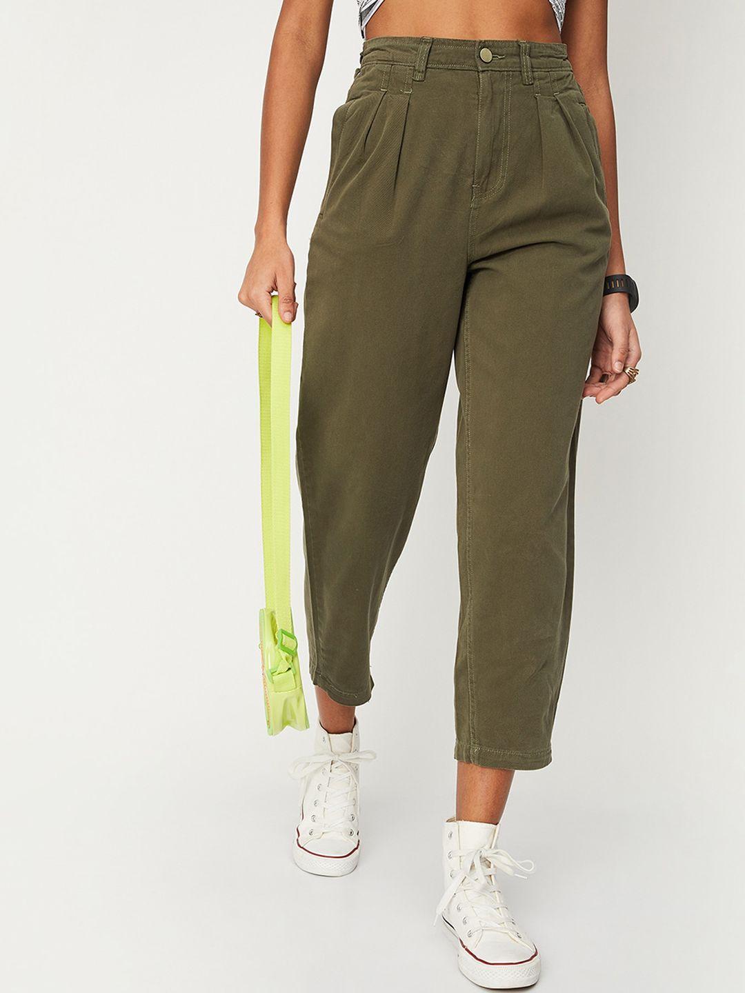 max-women-high-rise-pleated-pure-cotton-trousers
