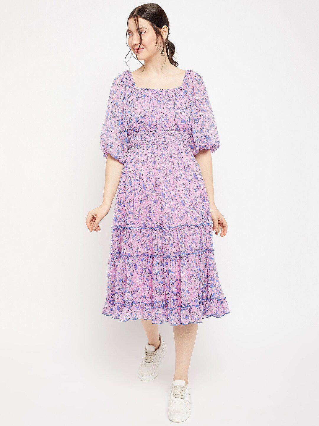 antheaa-square-neck-floral-printed-tiered-chiffon-fit-&-flare-midi-dress