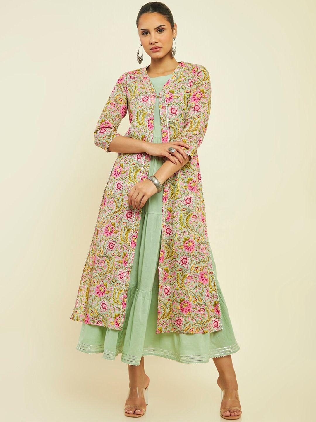 soch-pure-cotton-fit-&-flare-midi-dress-with-jacket