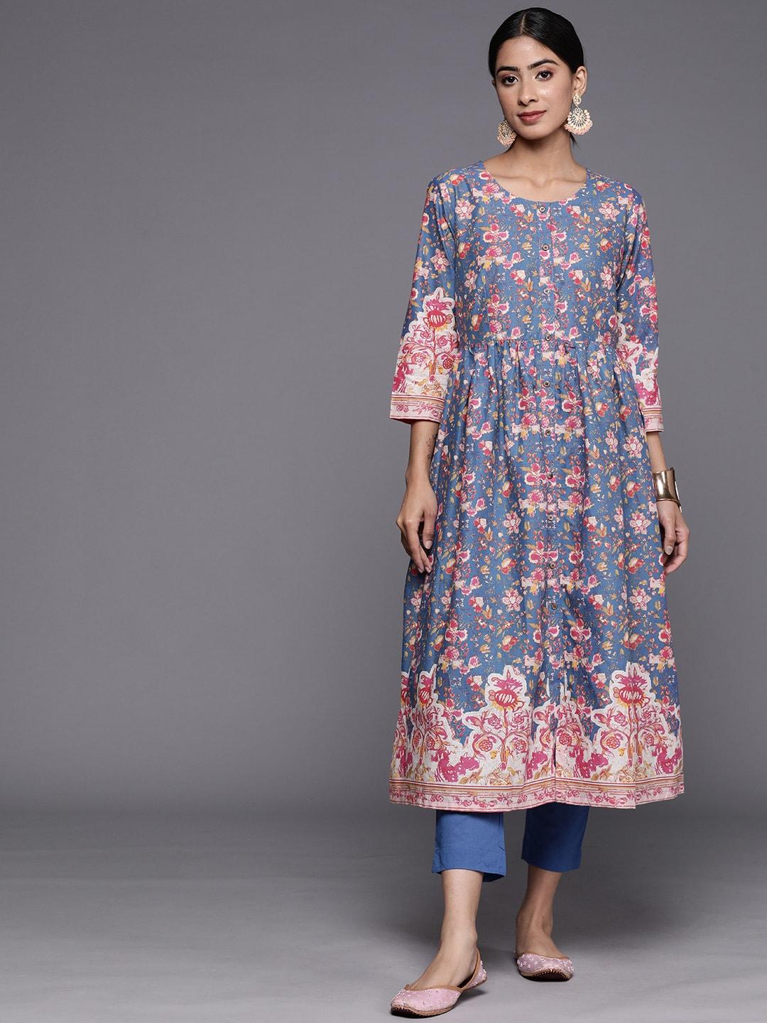 biba-floral-printed-pure-cotton-a-line-kurta-with-trousers