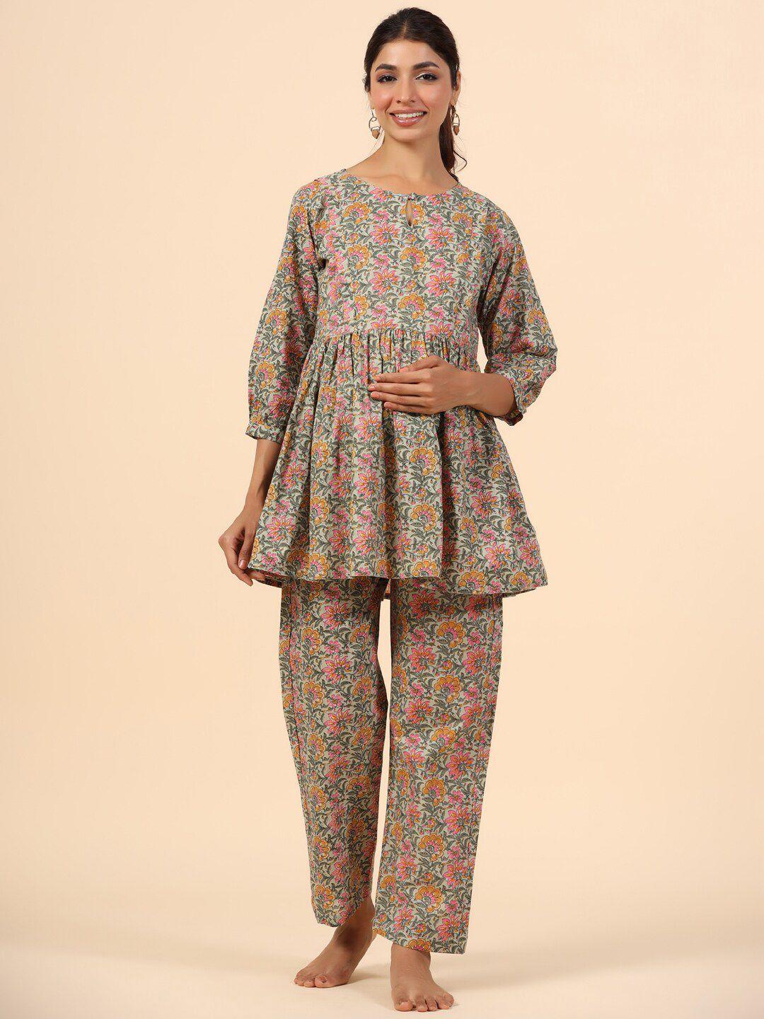 ikk-kudi-by-seerat-floral-printed-pure-cotton-maternity-night-suit