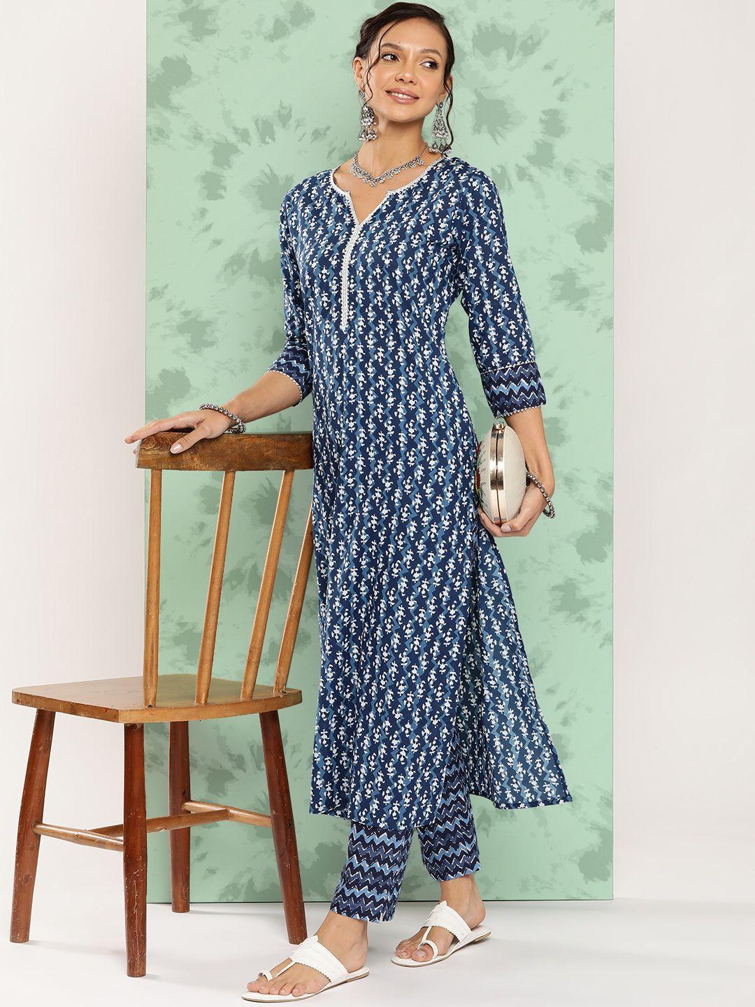 mokshi-women-printed-regular-pure-cotton-kurta-with-trousers