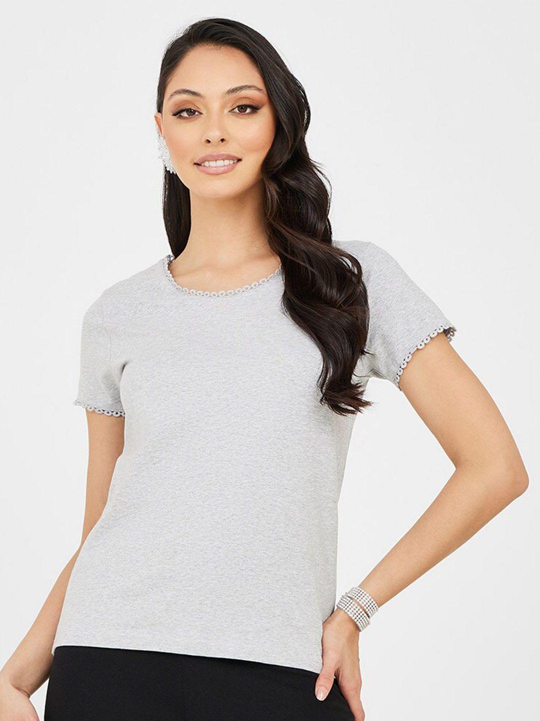 styli-women-grey-slim-fit-t-shirt