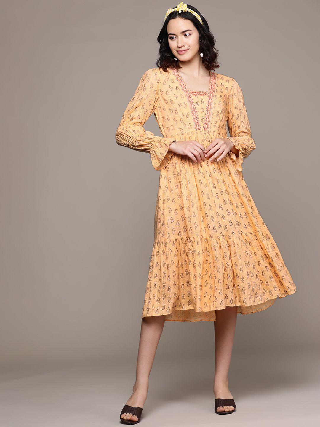 aarke-ritu-kumar-floral-print-bell-sleeves-a-line-midi-dress