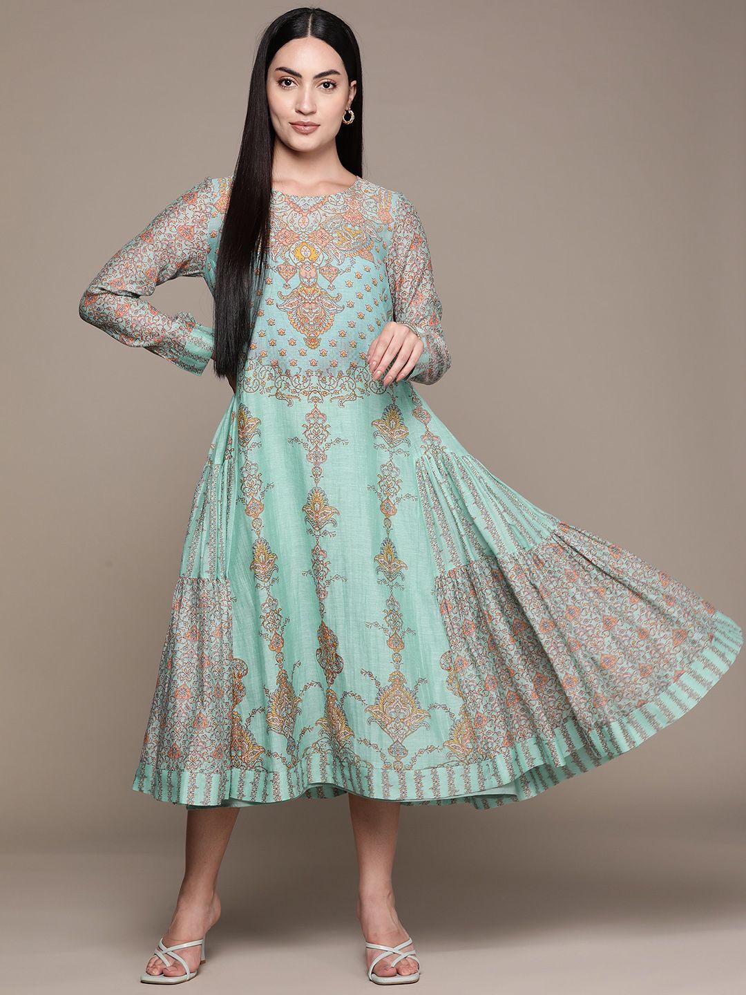 ritu-kumar-printed-side-tiered-long-dress