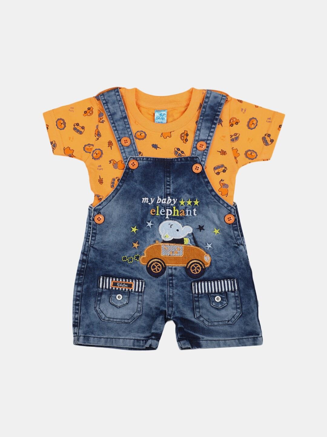 v-mart-infant-kids-printed-pure-cotton-knit-denim-t-shirt-with-dungaree