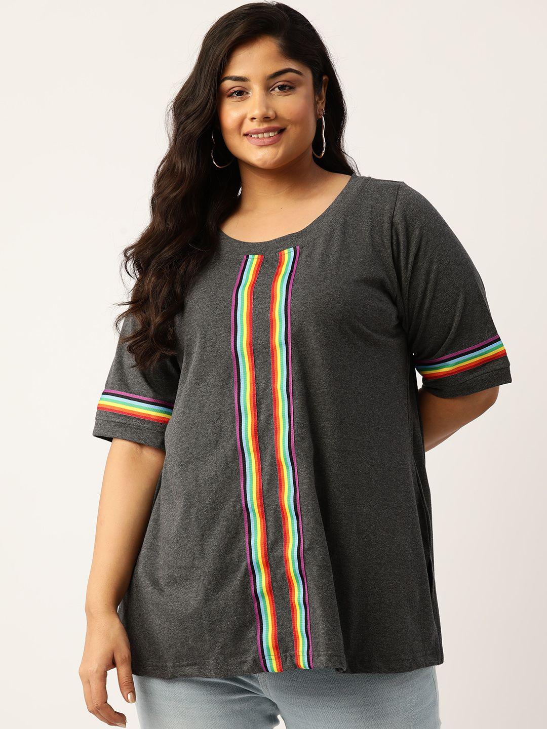therebelinme-plus-size-striped-pure-cotton-t-shirt