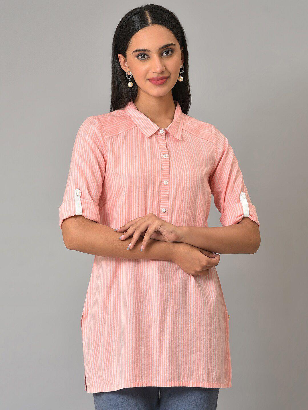 aurelia-striped-shirt-collar-roll-up-sleeves-kurti
