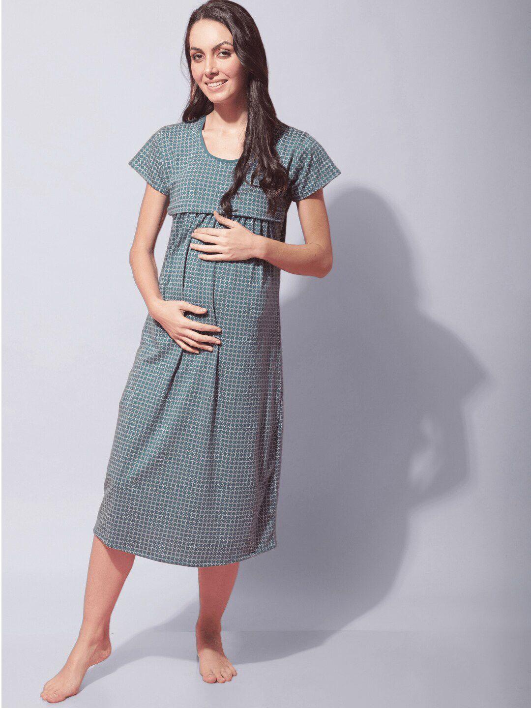 secret-wish-maternity-geometric-printed-pure-cotton-nightdress