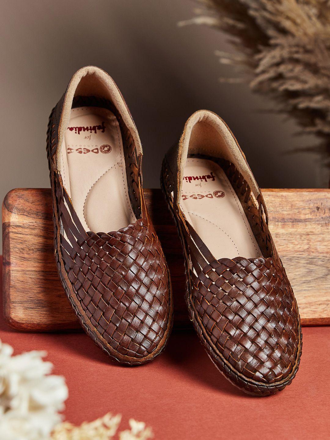 fabindia-women-slip-on-woven-design-leather-loafers