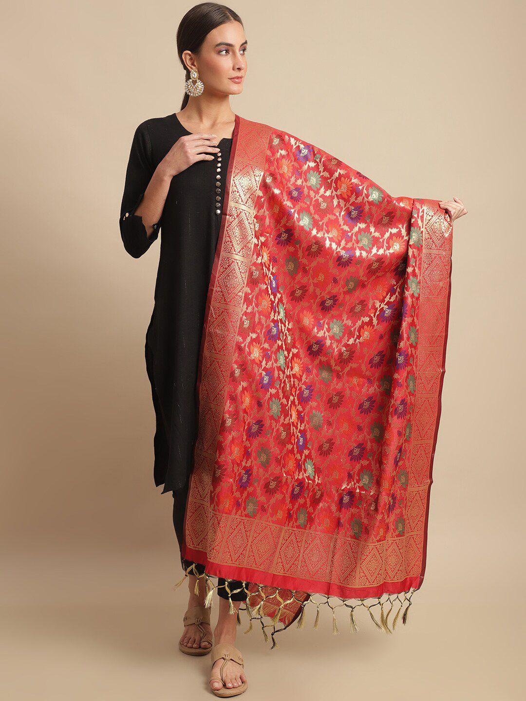 loom-legacy-floral-woven-design-cotton-silk-dupatta-with-zari