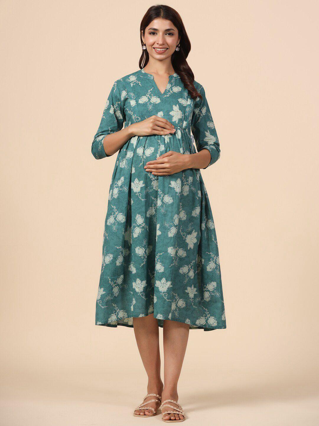 crafiqa-floral-print-maternity-fit-&-flare-midi-dress