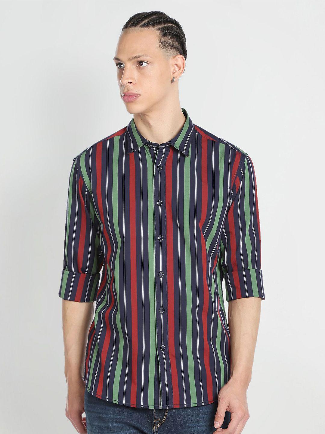 flying-machine-slim-fit-vertical-striped-pure-cotton-casual-shirt