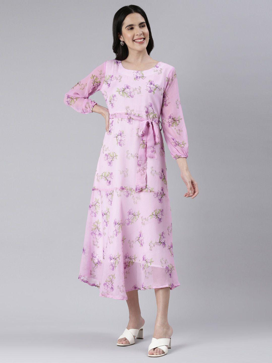 souchii-floral-printed-puff-sleeve-semi-sheer-belted-chiffon-a-line-midi-dress